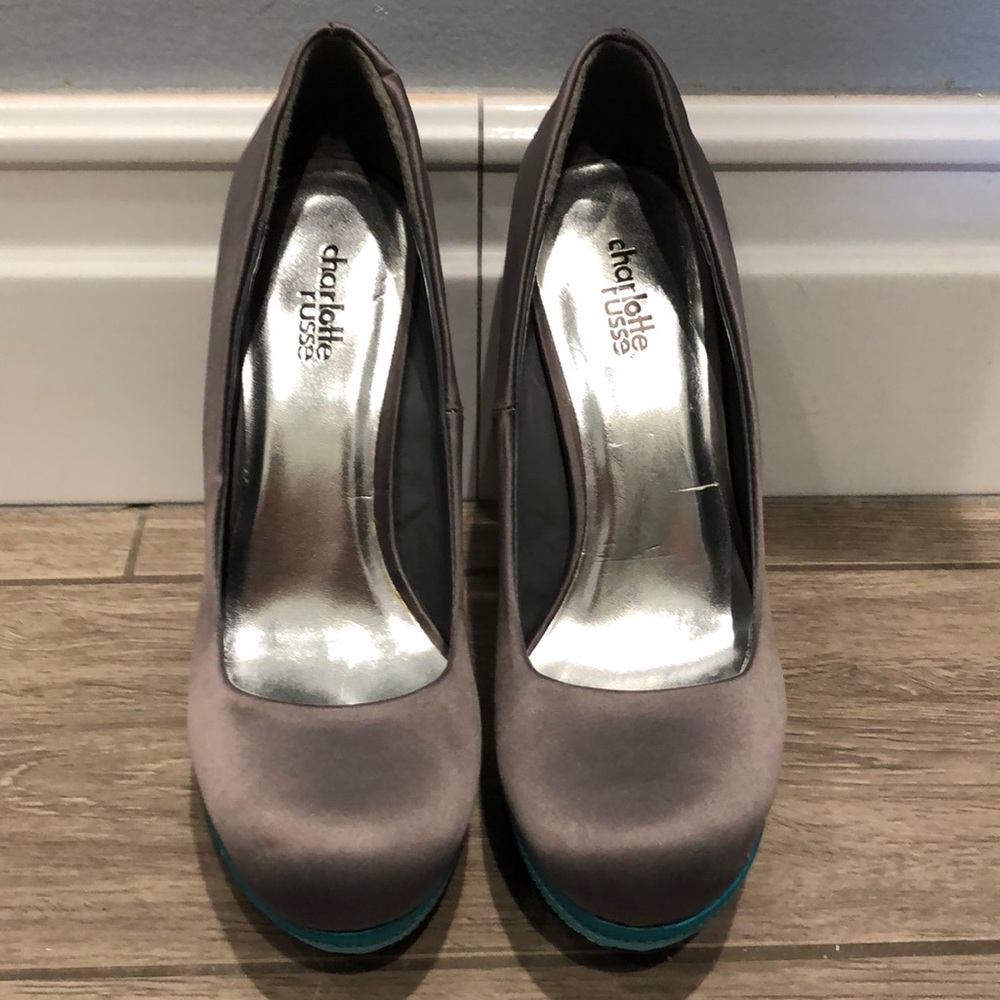 Grey satin Charlotte Russe pumps